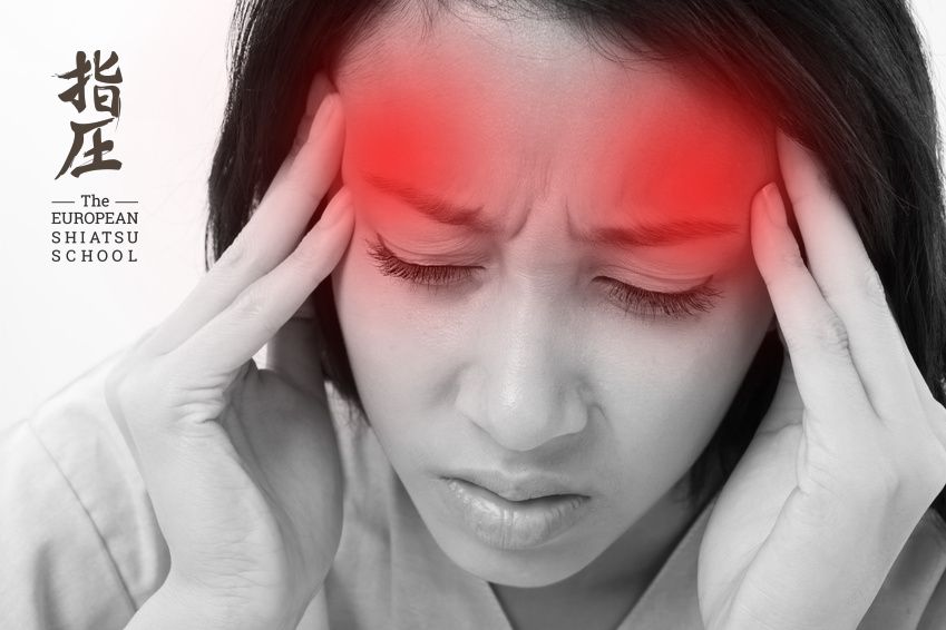 patient suffering from headache, stress